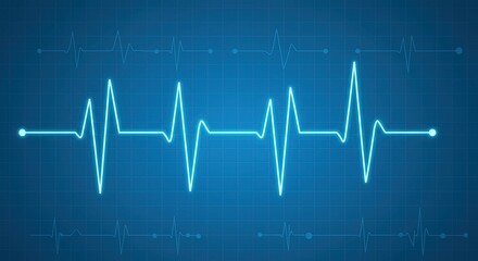 Digital electrocardiogram or ECG waveform displayed on a blue grid