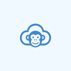 monkey cloud server data company logo vector illustration template design