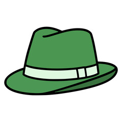 green hunter hat accessories flat color vector illustration template design
