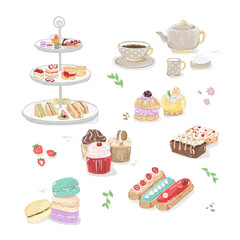 Pastel Pastries – Dessert Watercollor Illustration Pack clipart set