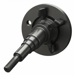 Industrial Black Component with Gear Cogs and Connector Detail