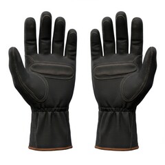 Black Leather Gloves with Reinforced Palm for Work and Outdoor Use