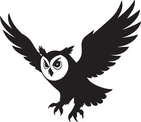 Flying Owl Silhouette with Spread Wings