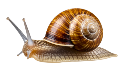 Realistic snail isolated on transparent background, PNG format.