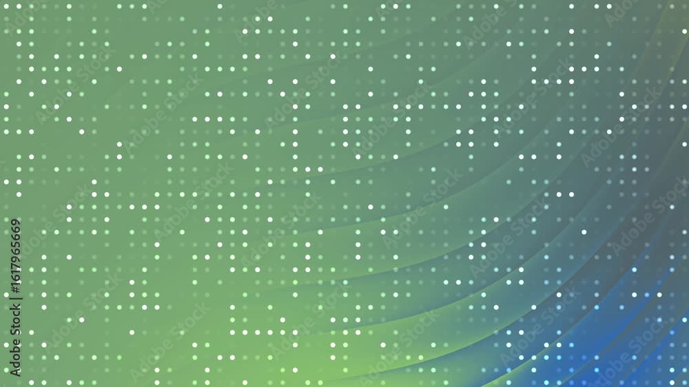 Poster abstracts twirls blink dot dynamic tech background with green and blue hues featuring a pattern of s