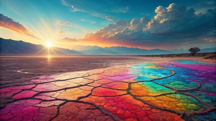 Beautiful Earth in the blue sky at sunset over the ocean