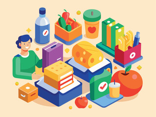 Healthy food shopping flat design