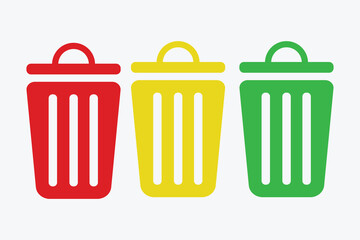 Colorful Trash Bin. Trash Can. Recycle Bin