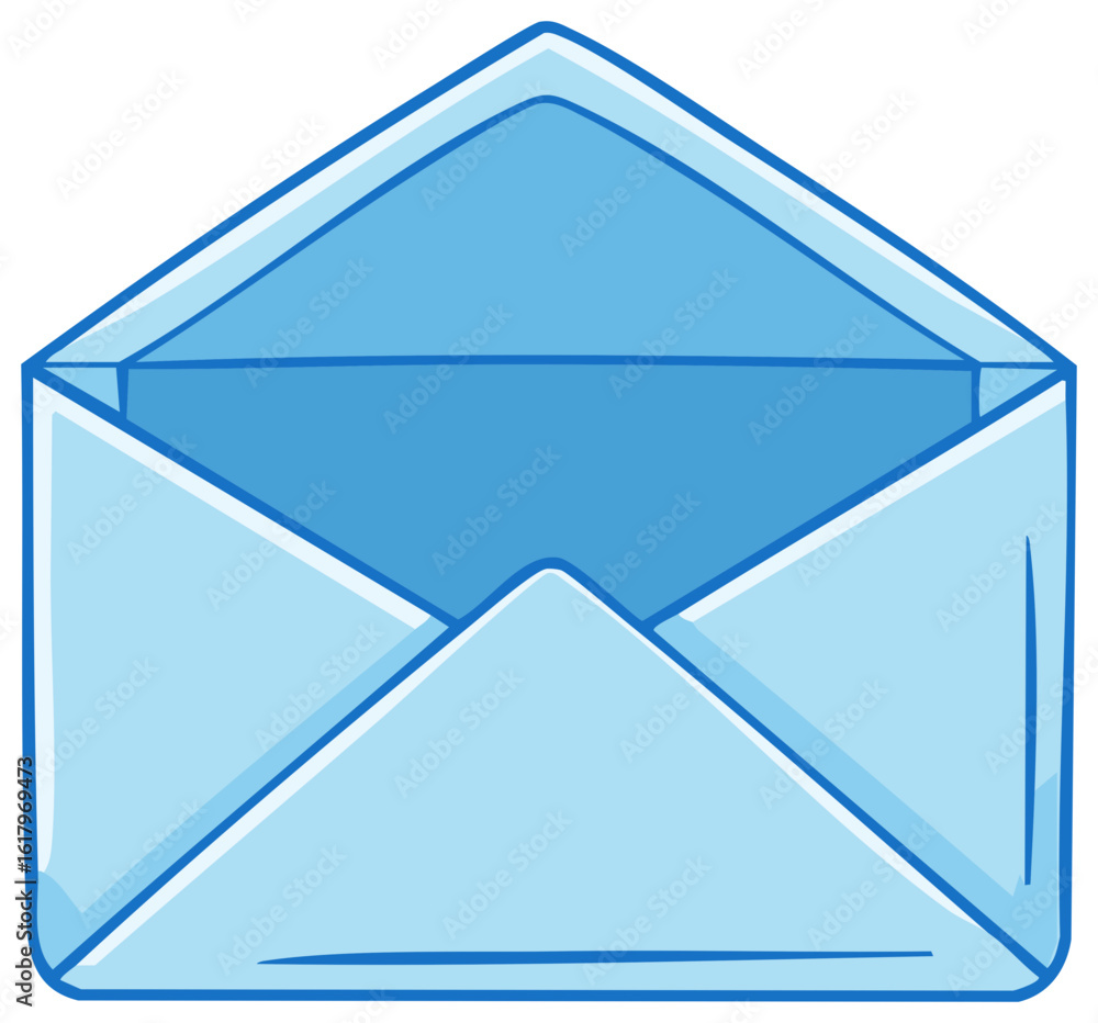 Poster illustration of a light blue empty open envelope ideal for mail or message concepts