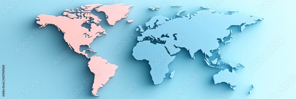 Poster a stunning 3d render of pastel colored continents on a sphere with soft shadows and borders