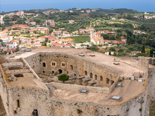 Aerial images of the French fortress of Chlemoutsi in the Peloponnese, Greece