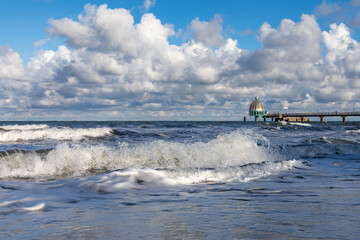 Welle, Seebrücke, Ostsee, Zingst.