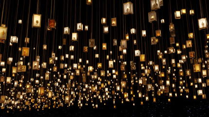 representation of time as cascading luminous cubes descending through dark space.