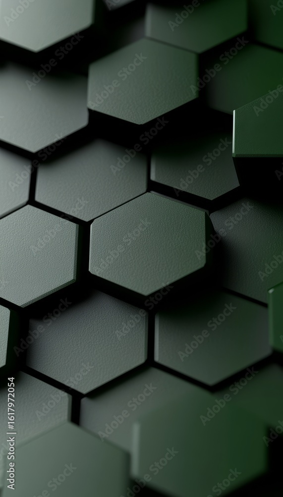 Poster abstract dark green honeycomb background featuring repetitive hexagonal geometric texture design