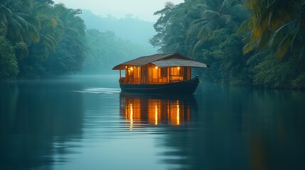 Kerala backwater cruise experience on traditional houseboat in tropical India