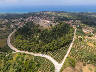 Aerial images of the French fortress of Chlemoutsi in the Peloponnese, Greece