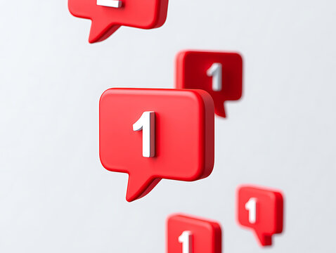 Red notification bubbles with the number one indicating new messages or alerts