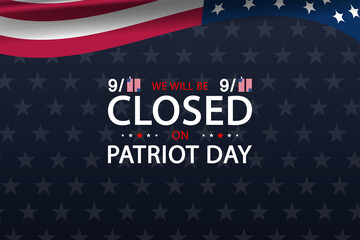 Closed on Patriot Day 911 Tribute Banner with Star Background