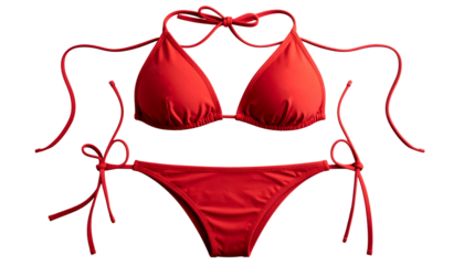 red bra and panties bikini set summer beach bikini for women isolated on transparent background