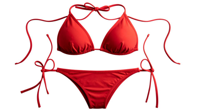 red bra and panties bikini set summer beach bikini for women isolated on transparent background