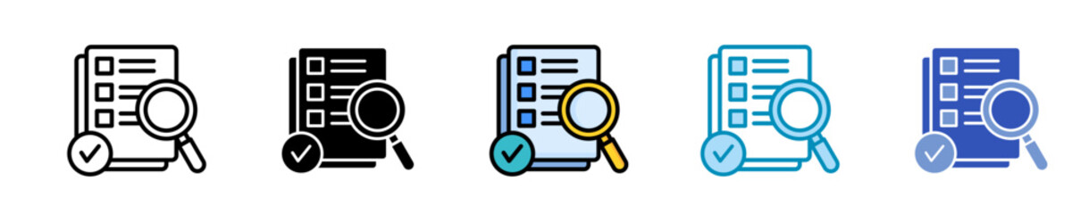 Document Verification  Icon Set Multiple Style Collection