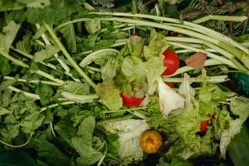 Fresh vegetables at small local urban market. Organic produce on sale at outdoor farmer market....
