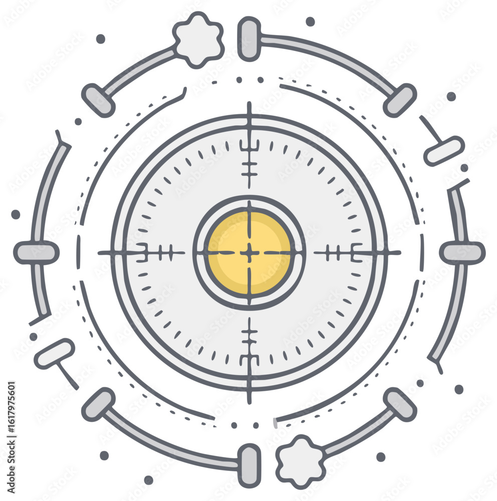 Aufkleber precision target icon with crosshairs measurement and abstract circular elements
