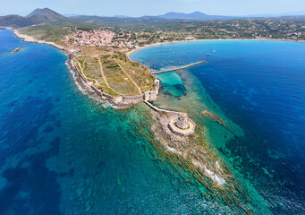 Aerial images of Methoni Castle in Peloponnese, Greece