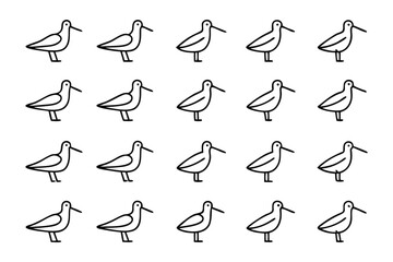 Artistic Bird Pattern: An elegant arrangement of stylized birds, rendered in clean, minimalist linework, creating a modern aesthetic and a sense of balanced design.
