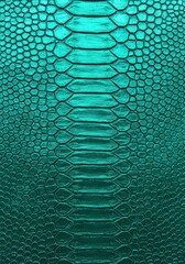 Close-Up of Teal Snake Skin with Geometric Scale Pattern