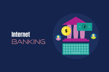 People using internet banking service for secure transactions and online payment. 