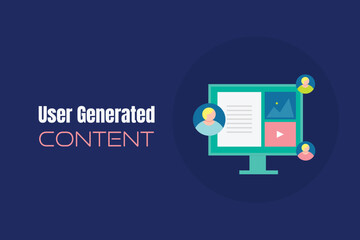 User generated content concept. User generating texts, video and image contents for social media for targeted audience engagement. 