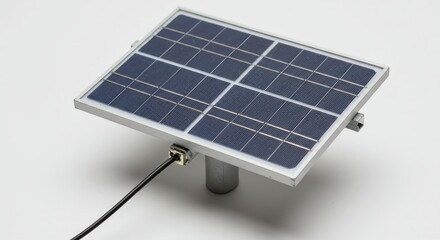 Compact Solar Panel on Cylindrical Stand with Cable Attachment