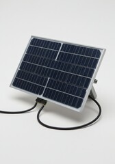 Compact Solar Panel on Cylindrical Stand with Cable Attachment