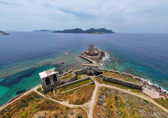 Aerial images of Methoni Castle in Peloponnese, Greece