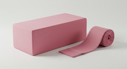 Soft Pink Yoga Block and Strap for Home Practice