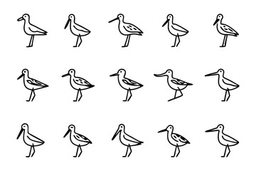 Bird Lineup: A series of clean-line drawings of birds. each bird with unique stance and posture, forming a mesmerizing pattern.