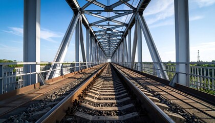 Obraz premium Steel railway bridge spanning a valley