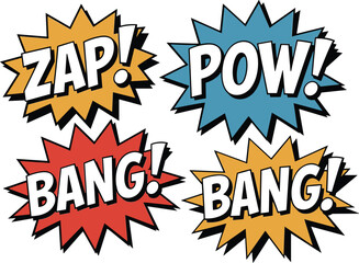 Classic comic book sound effects zap pow bang bang