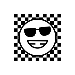 Cool Smiley Face with Sunglasses on Checkered Background
