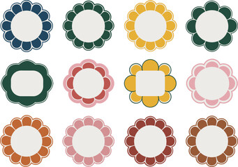 Collection of decorative oval and square shaped floral embellishments
