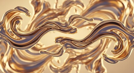Abstract Golden Fluid Waves: Elegant Metallic Swirls and Reflections in a Luxurious Design