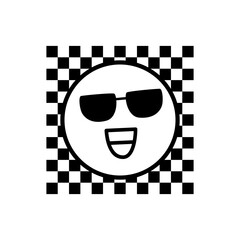 Cool Smiley Face with Sunglasses on Checkered Background
