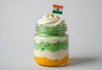 Indian Flag Tricolor Dessert Jar Design Patriotic Sweet Treat with Flag Colors Independence Day Layered Pudding Delight