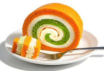 Indian Flag Swiss Roll Cake Dessert Tricolor Independence Day Sweet Treat Patriotic Saffron White Green Baked Delight