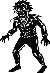 Fototapeta premium Zombie Man Silhouette Vector, cartoon illustration of a man