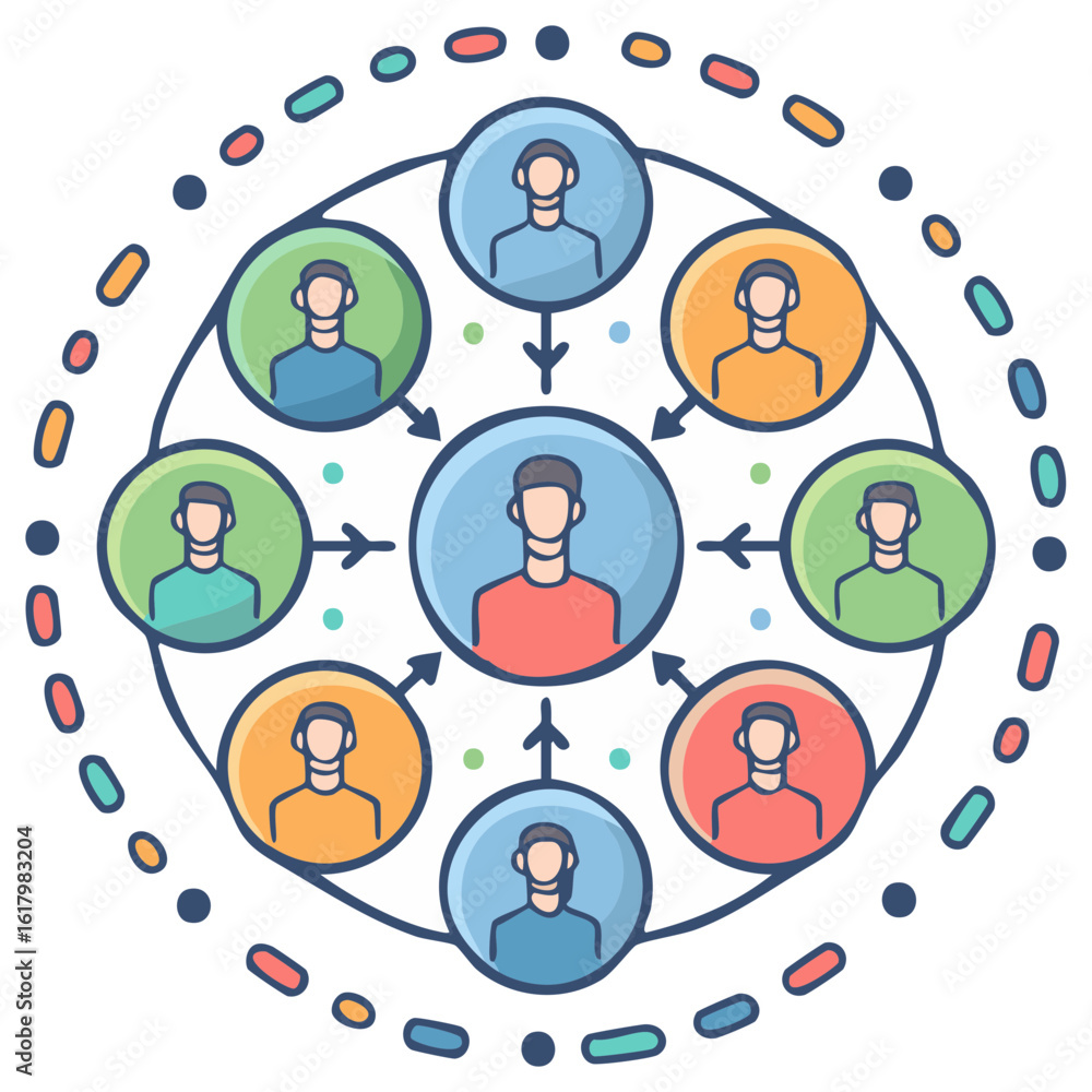 Aufkleber organizational structure networking connection with people illustration