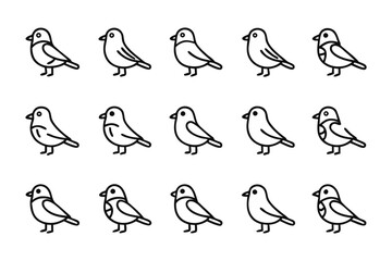 Avian Assembly: A cohesive arrangement of simple, stylized bird illustrations, embodying the essence of flight and freedom.