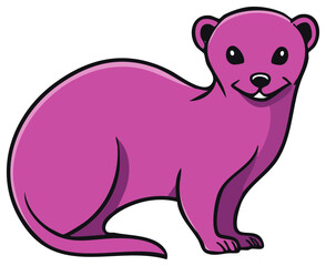 Fototapeta premium Cartoonish bright pink ferret illustration standing with a friendly face