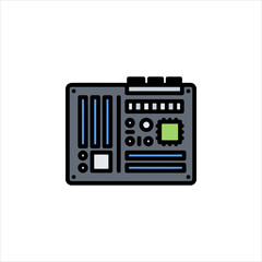 Obraz premium Motherboard displays electronic components on white surface representing technology and innovation in modern era.